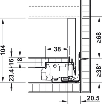 Schubkasten-Garnitur, Legrabox pure, Zargenhöhe 90 mm, Systemhöhe M, mit Korpusschiene Tip-On