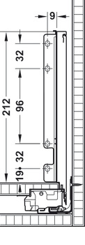 Schubkasten-Garnitur, Legrabox pure, Zargenhöhe 240 mm, Systemhöhe F, mit Korpusschiene Blumotion S