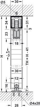 Schiebetürbeschlag, Hawa Porta 60/100 HM/HMD, Garnitur ohne Laufschiene