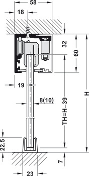 Schiebetürbeschlag, Häfele Slido D-Line12 50F / 80F / 120F, Garnitur ohne Dämpfung