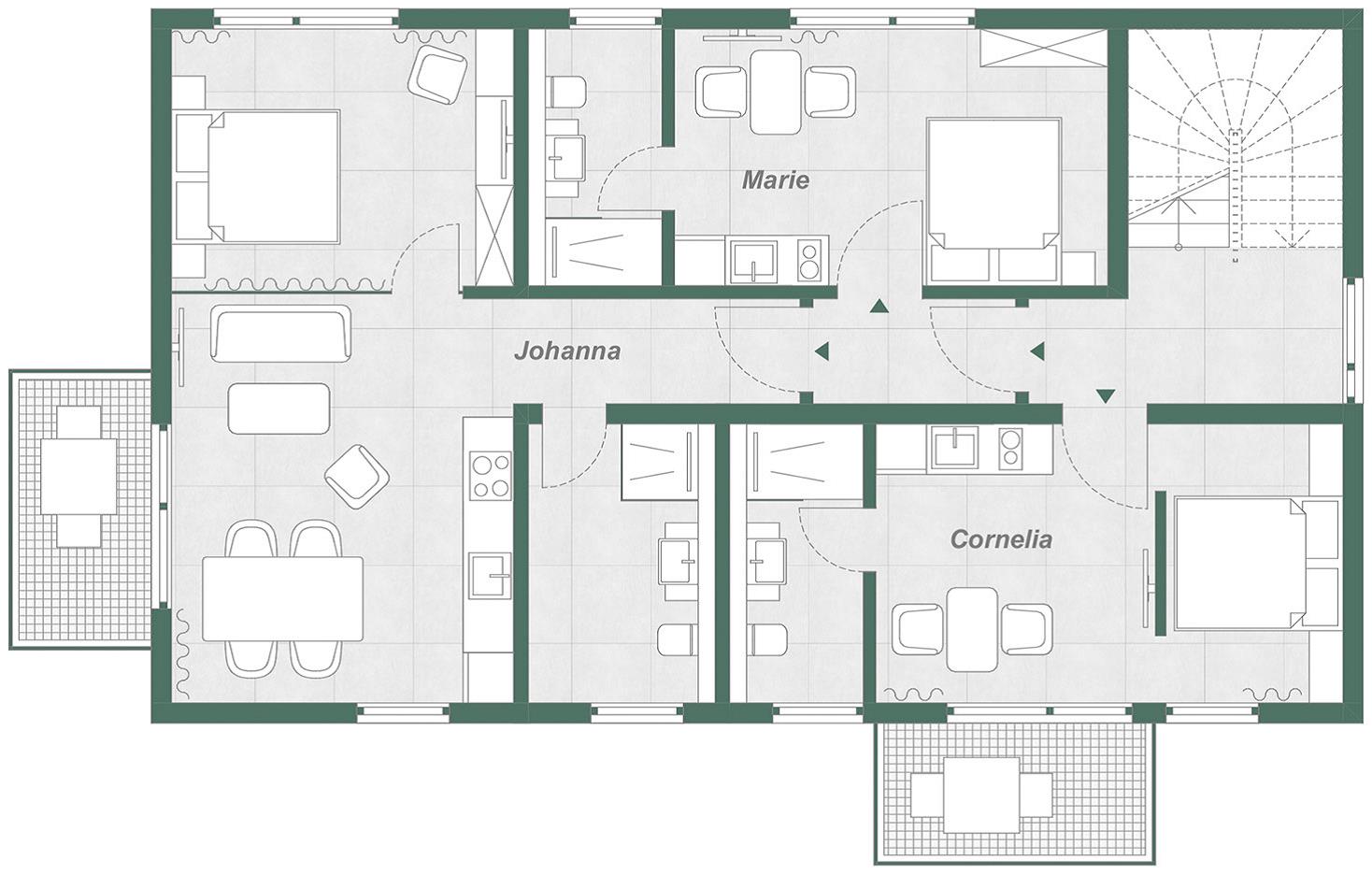 Die Ein- und Zweizimmer-Apartments