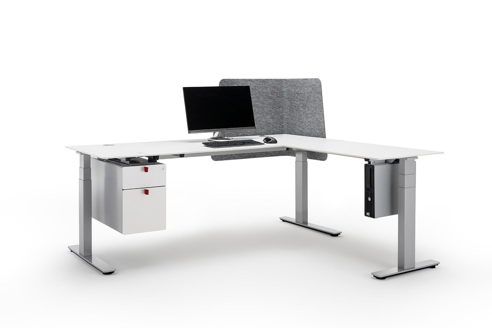 Der modulare Aufbau des Officys-Tischgestell-Systems von Häfele sorgt für höchste Flexibilität und Anpassungsfähigkeit an unterschiedlichste Kundenwünsche.