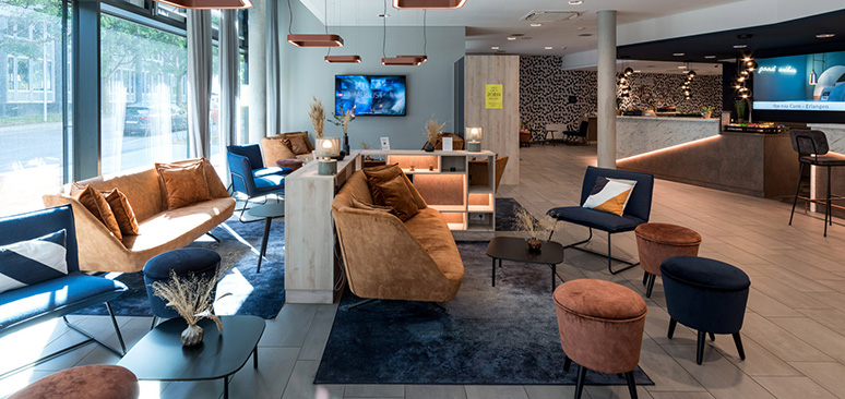 Die Living-Lobby ist ideal für Entspannung, Kommunikation und Co-Working.