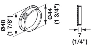 Häfele Lüftungsgitter Möbel-Belüftung Abluftgitter rund Ø 48 mm mit Harpunensteg 