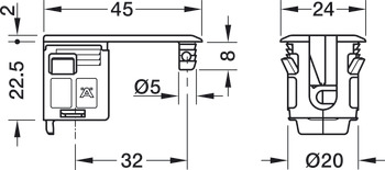 Verbindergehäuse, Häfele Rafix 20 HC, für Plattendicke: 32–50 mm