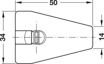 Verbindergehäuse, Häfele Rafix 30, mit Anzugselement, Abdeckrand und Zapfen
