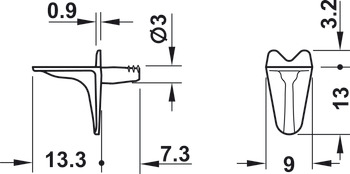 Bodenträger, zum Einstecken in Bohrloch-Ø 3 mm, Zinkdruckguss