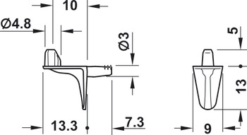 Bodenträger, zum Einstecken in Bohrloch-Ø 3 mm, Zinkdruckguss