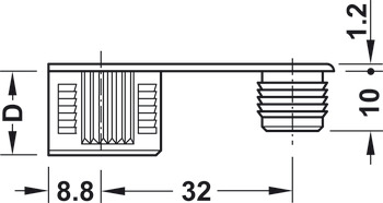 Verbindungsbolzen, S20, System Häfele Rafix 20, mit Gewinde M4