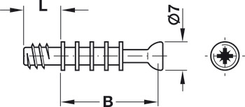 Verbindungsbolzen, M200, System Minifix<sup>®</sup>, für Bohrloch-Ø: 5 mm mit Bolzenkopf-Ø 7 mm