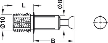 Spreizbolzen, C100, System Minifix®, für Bohrloch-⌀ 10 mm