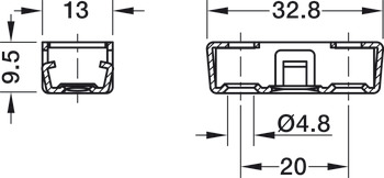 Korpusverbinder, Unterteil RV/U-T3, Häfele Ixconnect, mit Rastfunktion