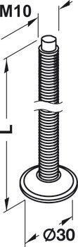 Verstellschraube, Gewinde M10, drehbar, Länge 60–120 mm
