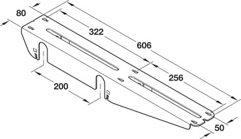 Plattenverbinder, für 2 Zargen, für Tischplattentiefe 800 mm, für Idea Motion, A und C Tischgestelle