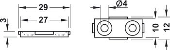 Basiselement, rechteckig, für Gleiter-Einsätze 32 x 15 mm
