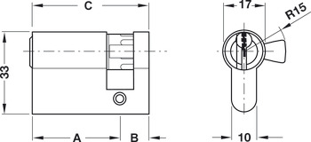 Halbzylinder, Typ 02/Z16, Schließanlage Winkhaus, System VS und X-Tra, für Aufzüge