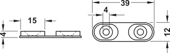 Basiselement, oval, für Gleiter-Einsätze 17 x 12 mm
