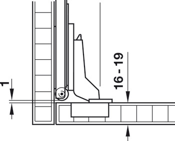 Befestigungs-Set, für Innenanschlag, Türflügeldicke 16–19 mm