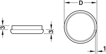 Kunststoffgleiter, rund, mit Stoppeffekt, zum Eindrücken, für Basiselement Ø 20–50 mm