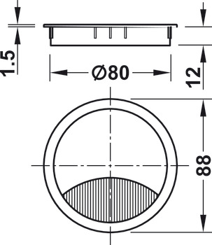 Kabeldurchlass, rund, Durchmesser 67 oder 88 mm