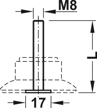Flachkopfschraube, M8, Innensechskant SW 4, für Möbelfüße