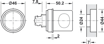 Drehknopf blind, PZ 60, für Schlösser mit 7 mm Vierkantnuss