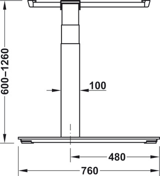 Tischgestell, Komplettset Häfele Officys TE651 Pro, Ecklösung 90°