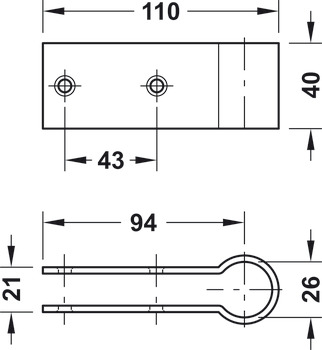 Relingbefestigung, für Plattendicke 8–14 mm