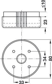 Möbelgleiter, zum Schrauben, 2-teilig, mit Höheneinstellung 23–33 mm