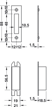 Riegel-Einsteckschloss, für Drehtüren, Startec, Profilzylinder, Dornmaß 55 mm