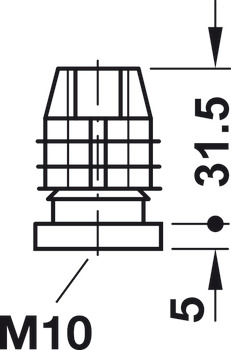 Möbelgleiter, mit Innengewinde M10, zum Einpressen/-stecken in Vierkantrohre
