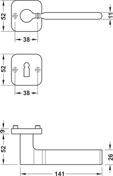 Türdrücker-Garnitur, Jatec ID-9 377/388 Zinkdruckguss
