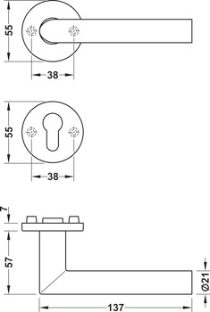 Türdrücker-Garnitur, FSB ASL® Modell 11 1076/12 1076 Edelstahl