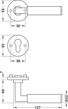 Türdrücker-Garnitur, FSB ASL® Modell 11 1102/12 1102 Edelstahl