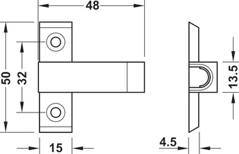 Kreuzadapterplatte, für Magnet-Druckschnäpper