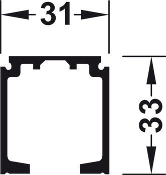 Einfach-Laufschiene, gebohrt, B x H: 31 x 33 mm