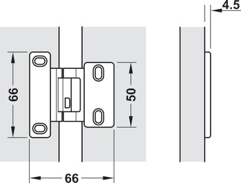 Spezialscharnier, für Schichtstoff-Türen (HPL), für Mittelanschlag, 6 mm Fuge