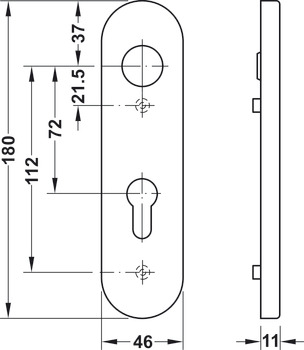 PZ-Kurzschild, Polyamid, Hewi, Modell 230.23R, für Türdrücker mit R-Technik