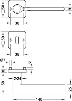 Türdrücker-Garnitur, Häfele Startec Modell LDH 2201 Zinkdruckguss