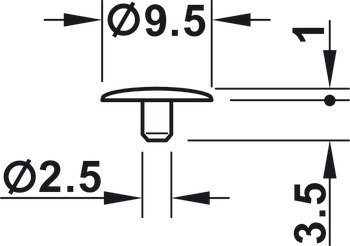 Abdeckkappe, für Schrauben mit Kopflochbohrung 2,5 mm, Kreuzschlitz PZ2