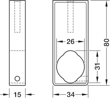 Kombi-Schrankrohrmittelträger, für Schrankrohr OVA 30 x 15 mm und Schrankrohr rund Durchmesser 25 mm