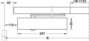 Obentürschließer, Geze TS 5000 ISM, für 2-flügelige Türen, Normalmontage Bandseite, EN 2–6