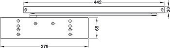Obentürschließer, Dormakaba TS 92 B im Contur Design, mit Gleitschiene, EN 1–4