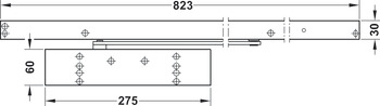 Obentürschließer, Dormakaba TS 93 B EMR im Contur Design, mit Gleitschiene, elektromechanischer Feststellung und integriertem Rauchmelder, EN 2–5