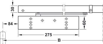 Obentürschließer, Dormakaba TS 93 B GSR/BG im Contur Design, mit Gleitschienen, für 2-flügelige Türen, EN 2–5