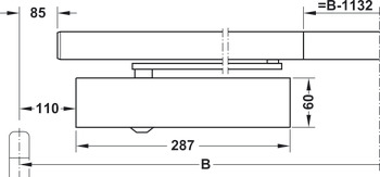 Obentürschließer, Geze TS 5000 E-ISM, für 2-flügelige Türen, mit elektromechanischer Feststellung, Normalmontage Bandseite, EN 2–6