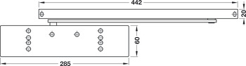 Obentürschließer, Dormakaba TS 93 G im Contur Design, mit Gleitschiene und Rastfeststelleinheit, EN 5–7