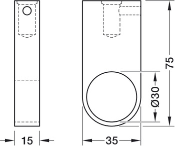 Schrankrohrmittelträger, für Schrankrohr rund Ø 30 mm