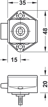 Aufschraub-Riegelschloss, Push-Lock Mini, Dornmaß 15 mm
