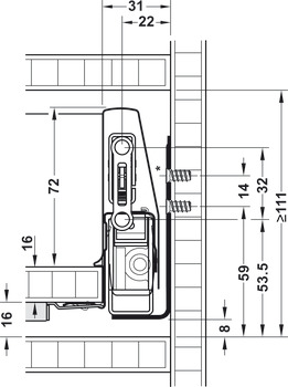 Schubkasten-Garnitur, Häfele Matrix Box P50, Zargenhöhe 92 mm, Tragkraft 50 kg, mit Push-to-Open Soft-Close